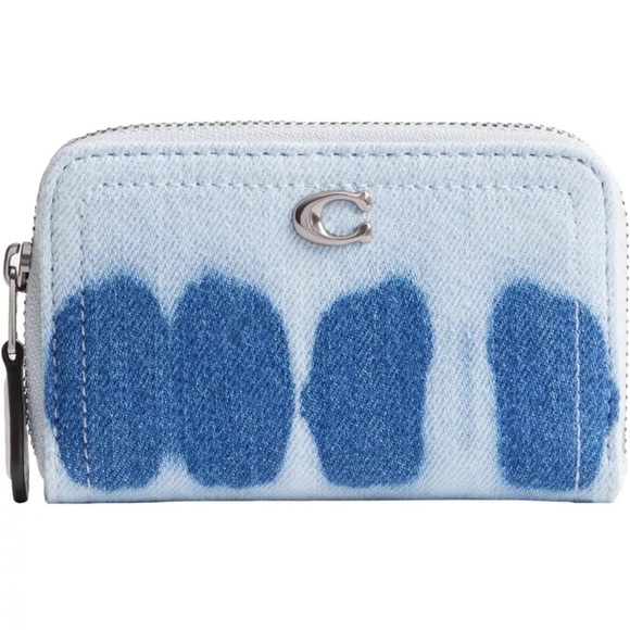 Coach Denim Zip Around Card Case with Tie-Dye Wallet - Picture 1 of 3